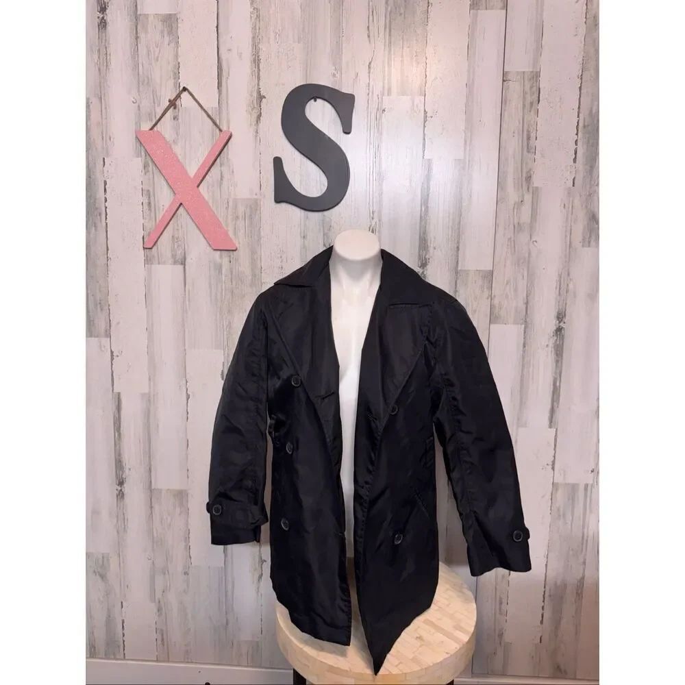 Express Black Trench Coat XS Removable Liner Double Breasted Jacket